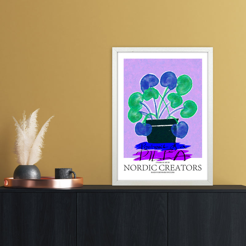 Portrait of a Pilea Abstract Art Print by Nordic Creators A2 Oak Frame