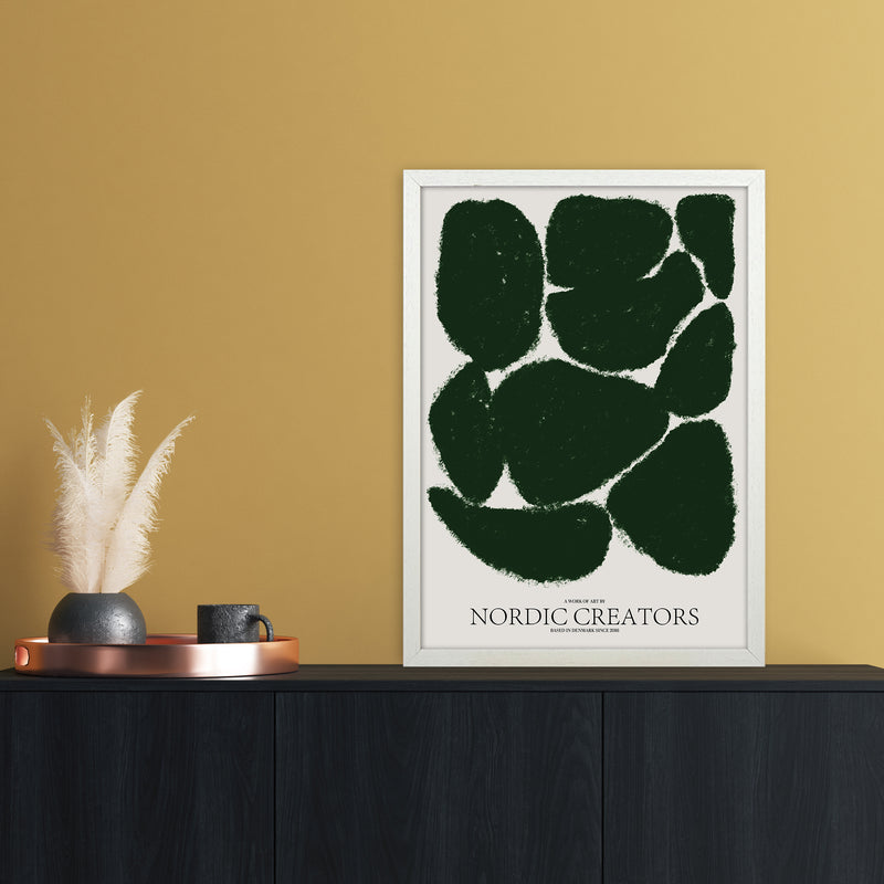 Things Fall Apart - Green Abstract Art Print by Nordic Creators A2 Oak Frame