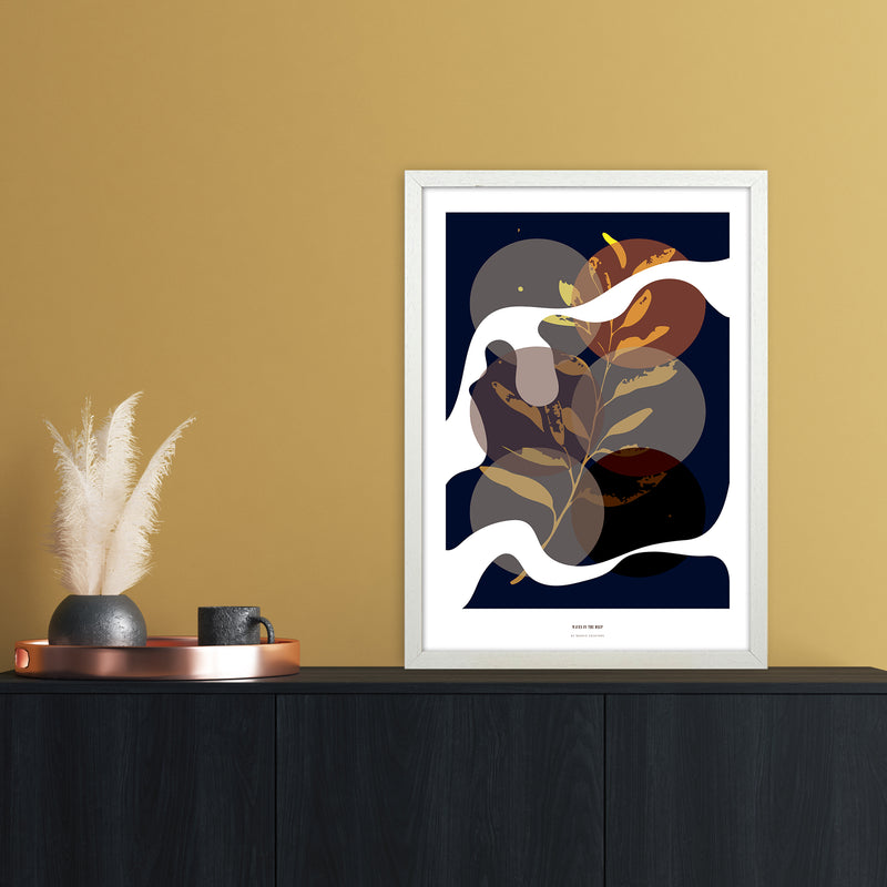 Waves Abstract Art Print by Nordic Creators A2 Oak Frame