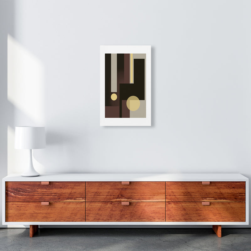 Grey Brown & Yellow Abstract Art Print by Nordic Creators A3 Canvas