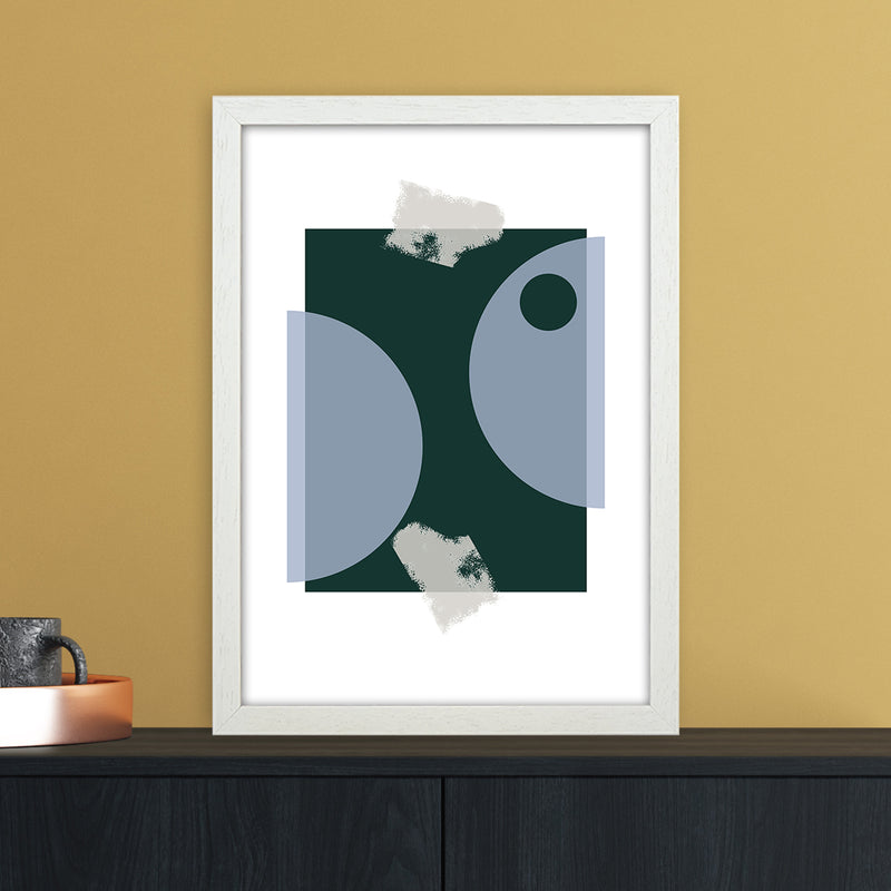 Blue & Green Abstract Art Print by Nordic Creators A3 Oak Frame