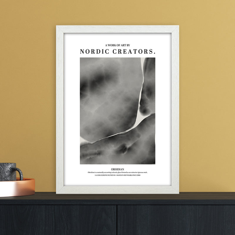 Obsidian Abstract Art Print by Nordic Creators A3 Oak Frame
