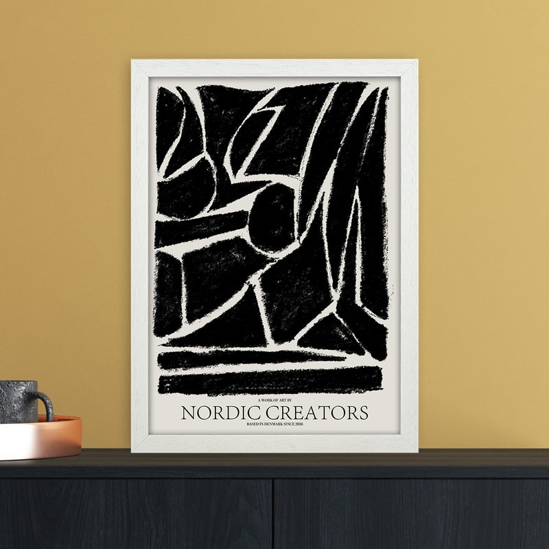 Things Fall Apart - Black Abstract Art Print by Nordic Creators A3 Oak Frame
