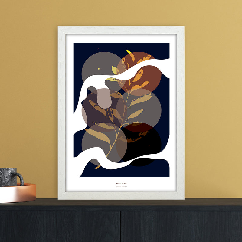 Waves Abstract Art Print by Nordic Creators A3 Oak Frame