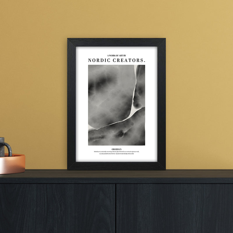 Obsidian Abstract Art Print by Nordic Creators A4 White Frame