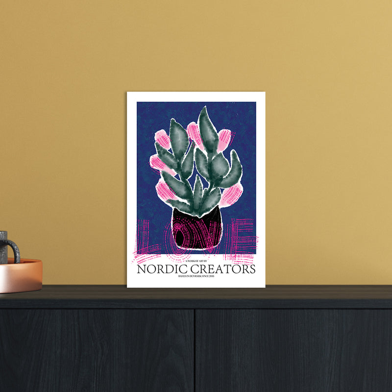 Flowers Love Abstract Art Print by Nordic Creators A4 Black Frame