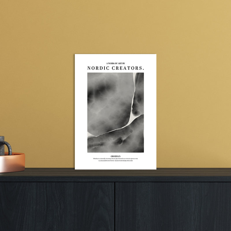 Obsidian Abstract Art Print by Nordic Creators A4 Black Frame