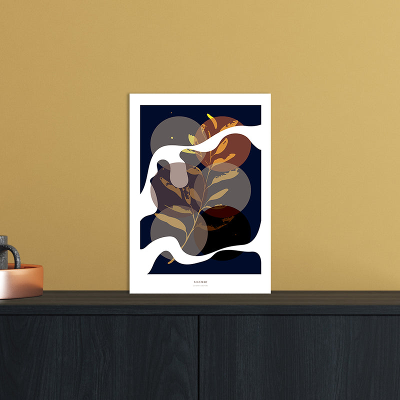 Waves Abstract Art Print by Nordic Creators A4 Black Frame