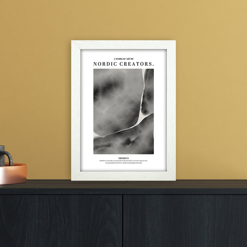 Obsidian Abstract Art Print by Nordic Creators A4 Oak Frame