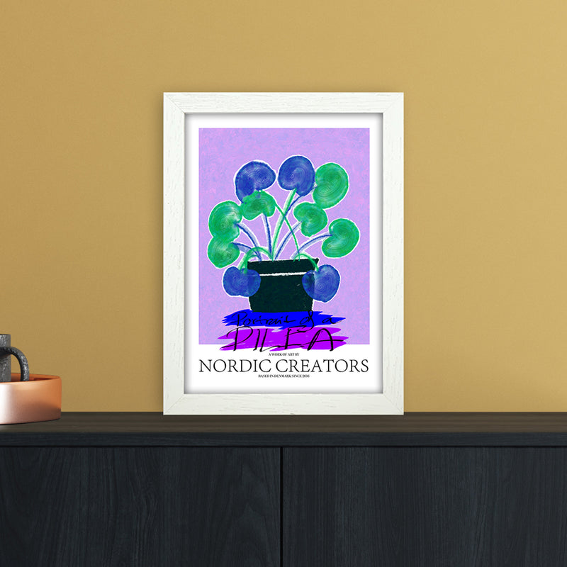 Portrait of a Pilea Abstract Art Print by Nordic Creators A4 Oak Frame