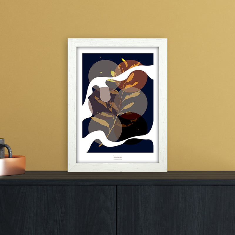 Waves Abstract Art Print by Nordic Creators A4 Oak Frame