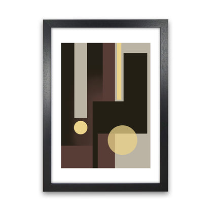 Grey Brown & Yellow Abstract Art Print by Nordic Creators Black Grain