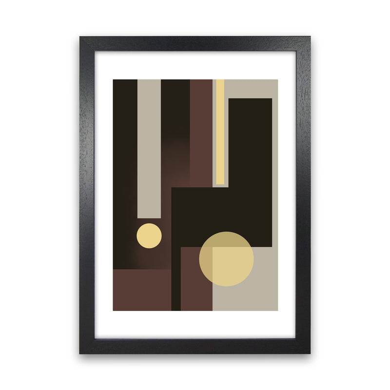 Grey Brown & Yellow Abstract Art Print by Nordic Creators Black Grain