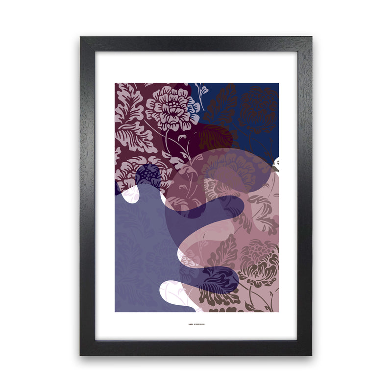 PJ-836-17 Flower Abstract Art Print by Nordic Creators Black Grain