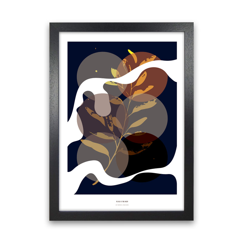 Waves in the deep Abstract Art Print by Nordic Creators Black Grain