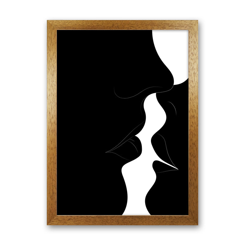 Just a little kiss black Abstract Art Print by Nordic Creators Oak Grain