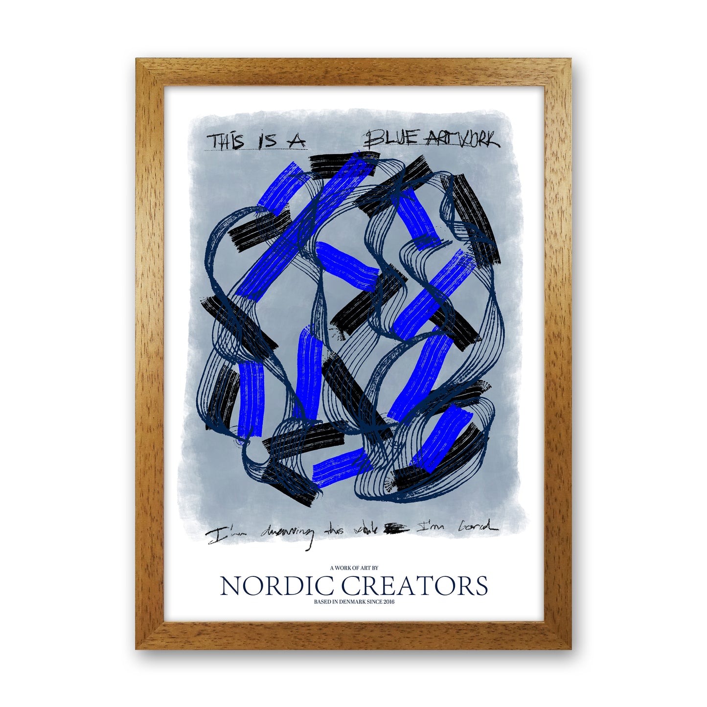 This is a blue artwork Abstract Art Print by Nordic Creators Oak Grain