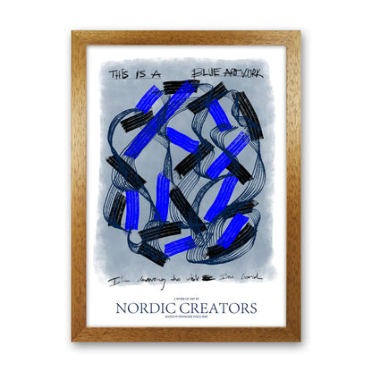 This is a blue artwork Abstract Art Print by Nordic Creators Oak Grain