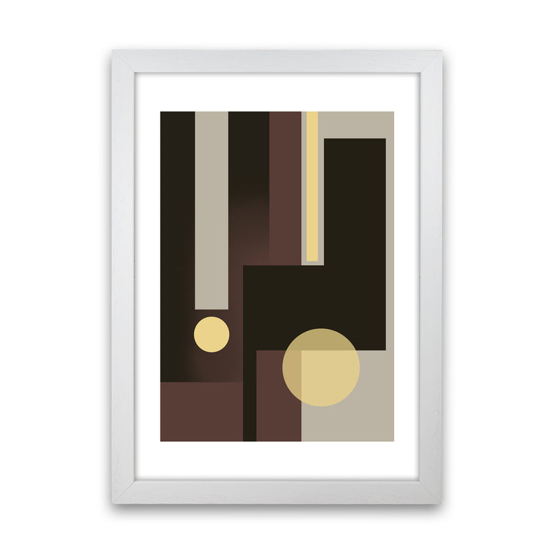Grey Brown & Yellow Abstract Art Print by Nordic Creators White Grain
