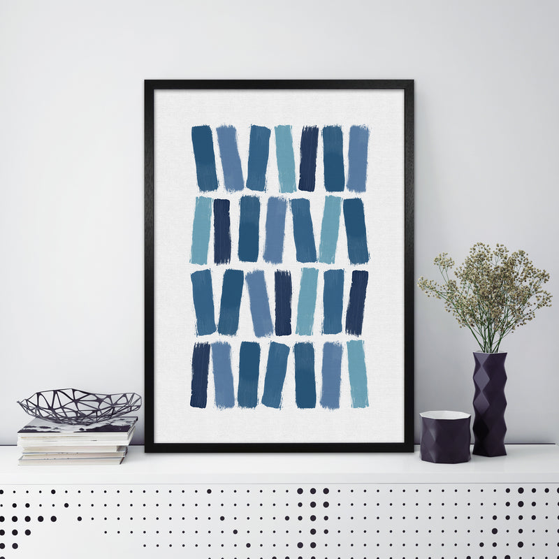 Blue Brush Strokes Art Print by Orara Studio