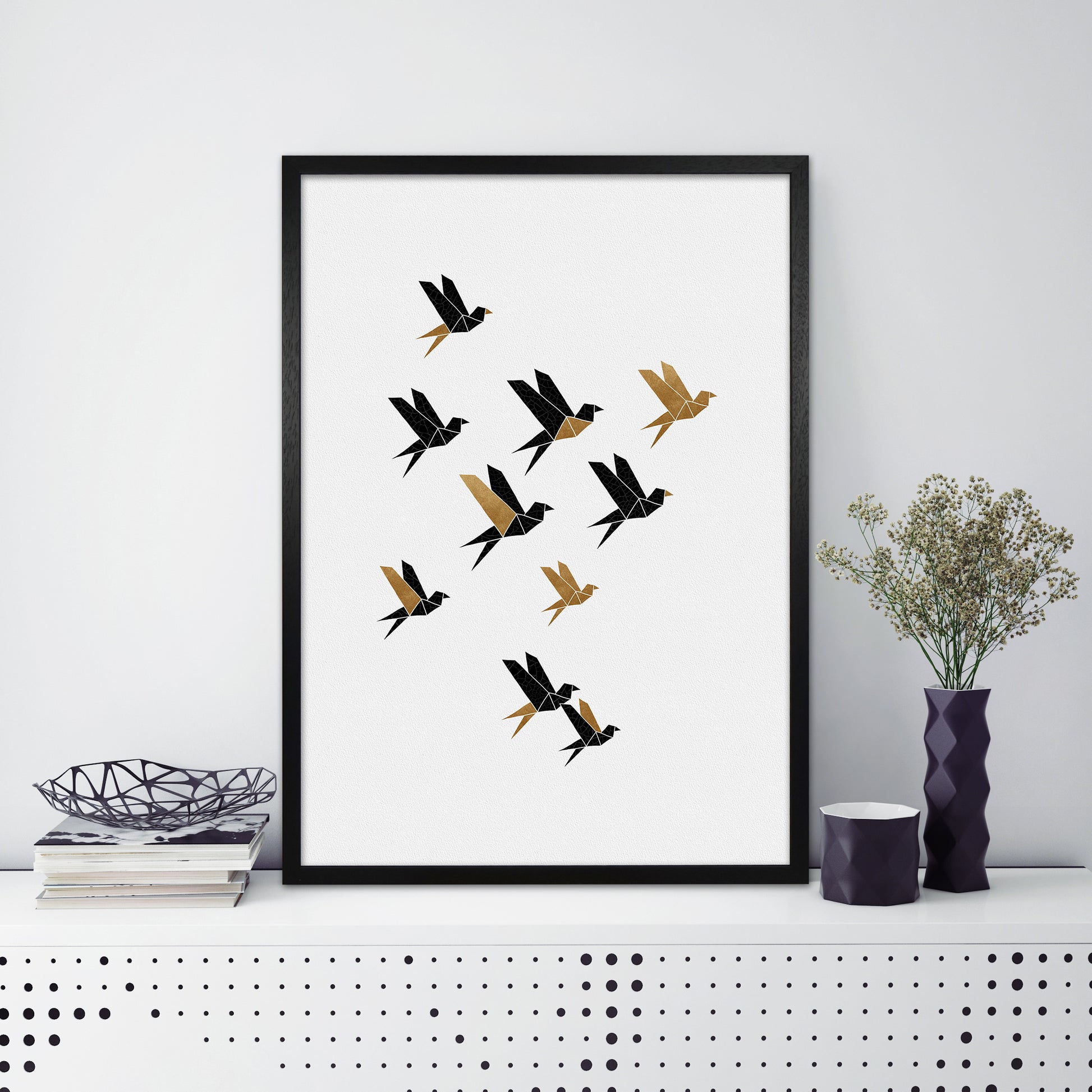 Origami Birds Collage II Art Print by Orara Studio