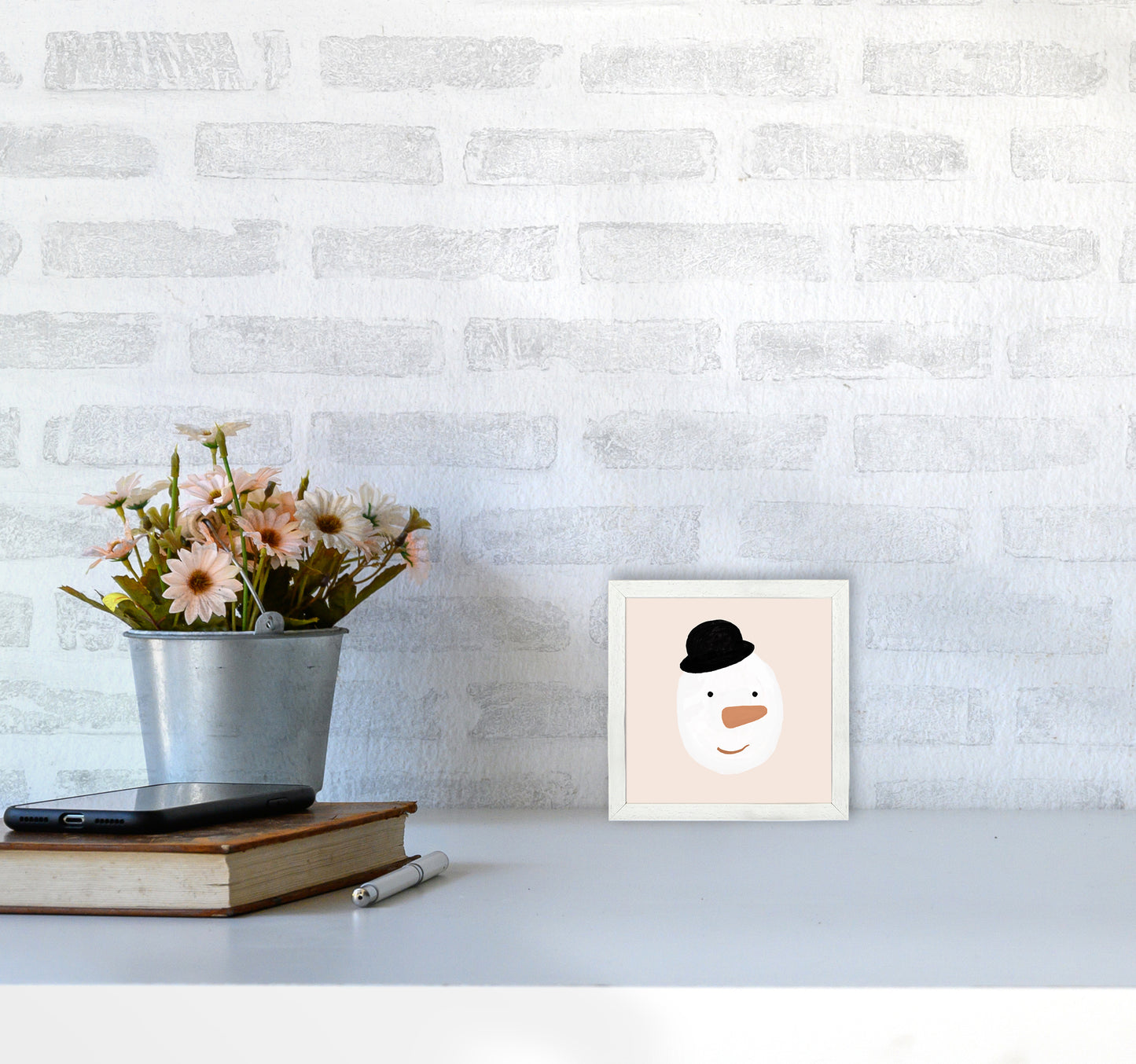 Snowman Christmas Art Print by Orara Studio3030 Oak Frame