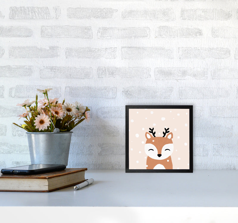 Snow & Deer Christmas Art Print by Orara Studio4040 White Frame