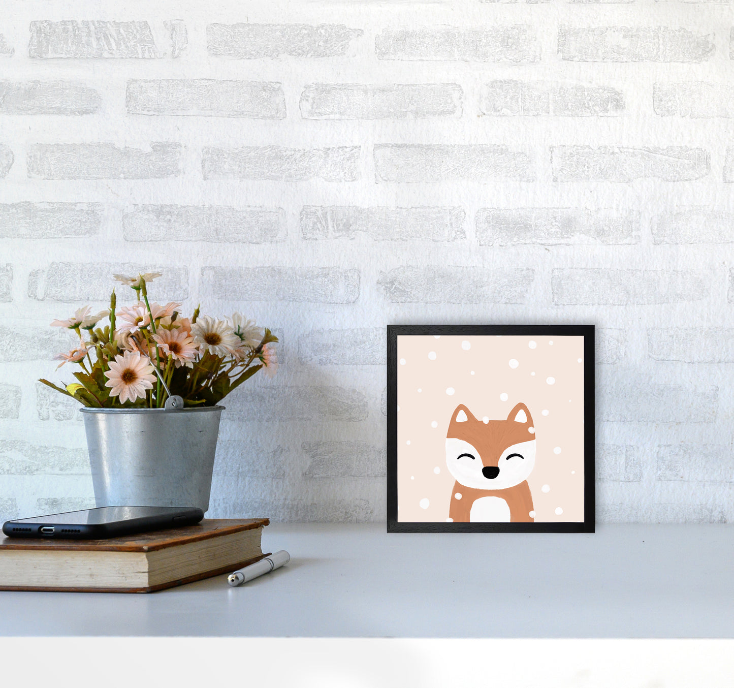 Snow & Fox Christmas Art Print by Orara Studio4040 White Frame