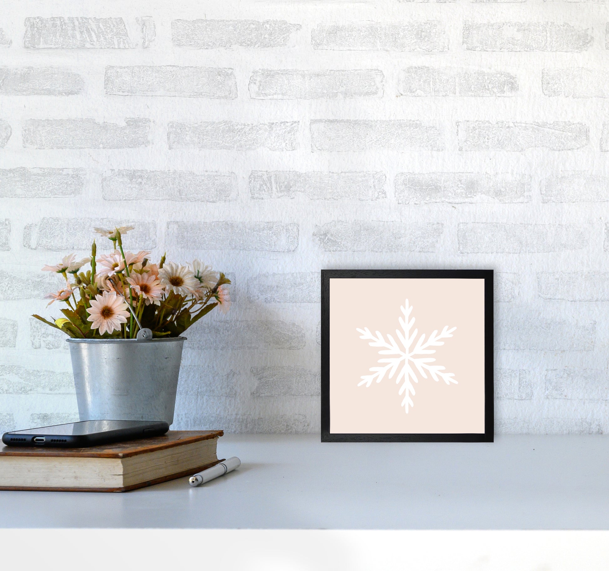 Snowflake Christmas Art Print by Orara Studio4040 White Frame