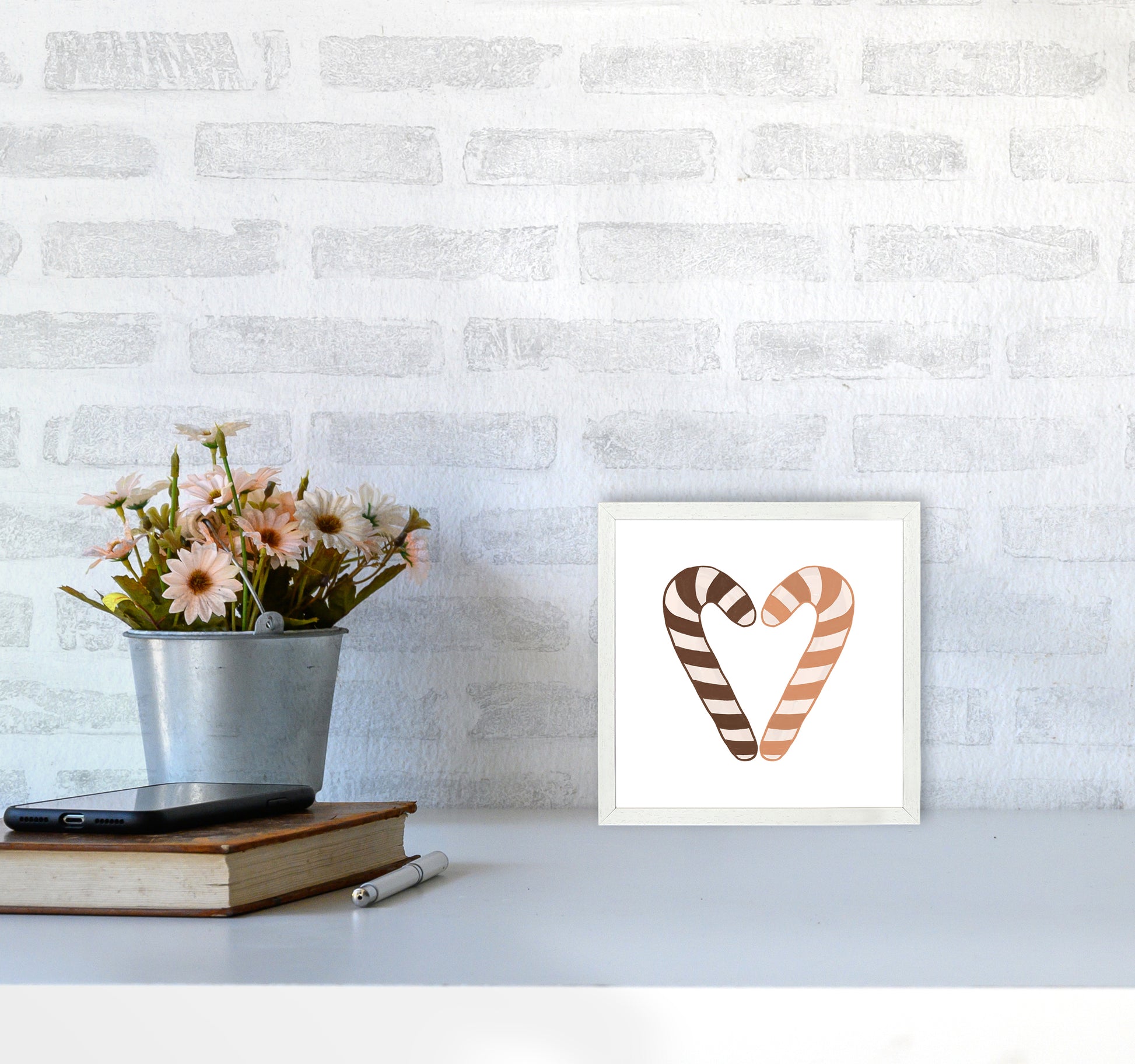 Candy Canes Christmas Art Print by Orara Studio4040 Oak Frame