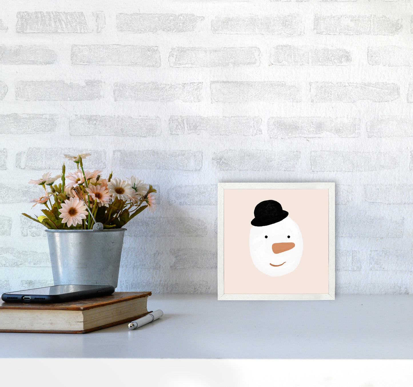 Snowman Christmas Art Print by Orara Studio4040 Oak Frame