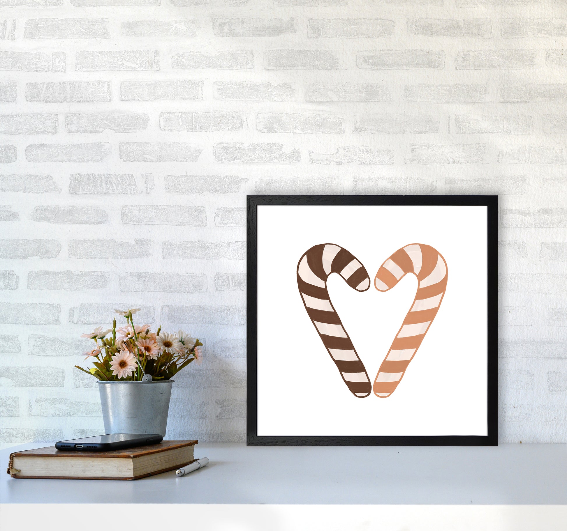 Candy Canes Christmas Art Print by Orara Studio5050 White Frame