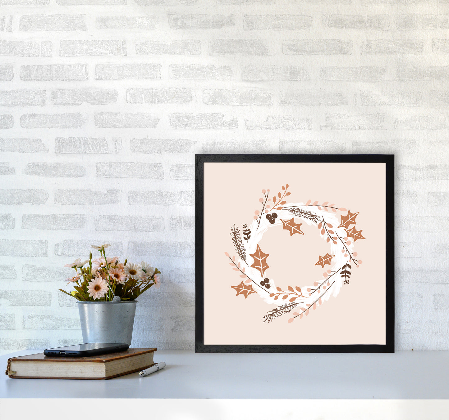 Christmas Wreath Christmas Art Print by Orara Studio5050 White Frame