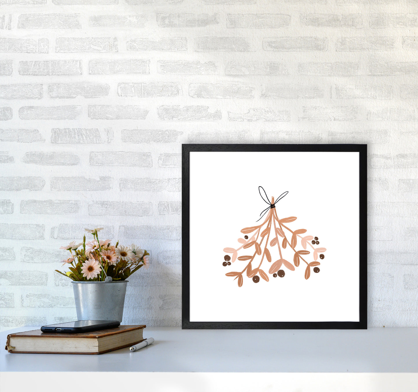 Mistletoe Christmas Art Print by Orara Studio5050 White Frame