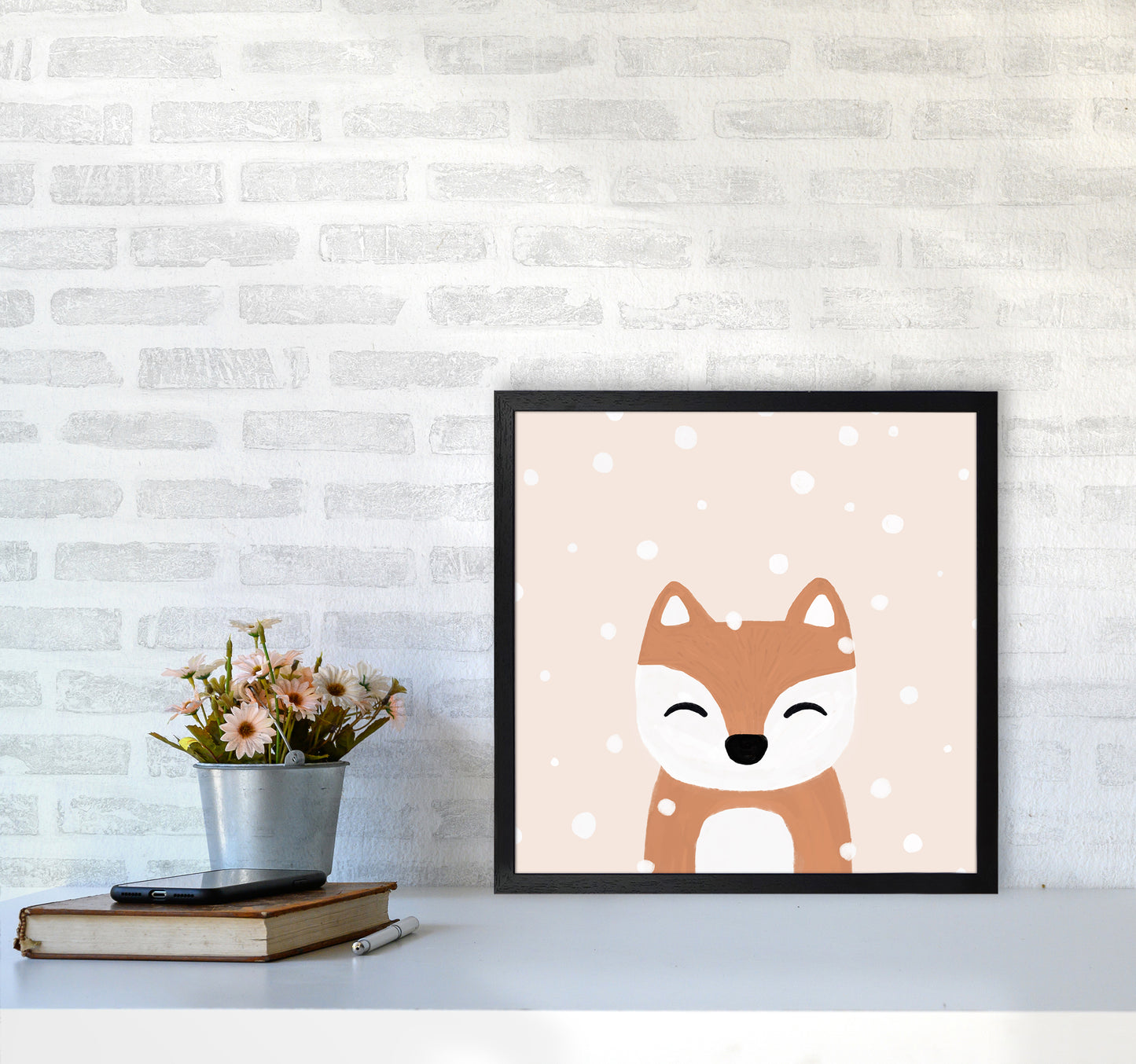 Snow & Fox Christmas Art Print by Orara Studio5050 White Frame