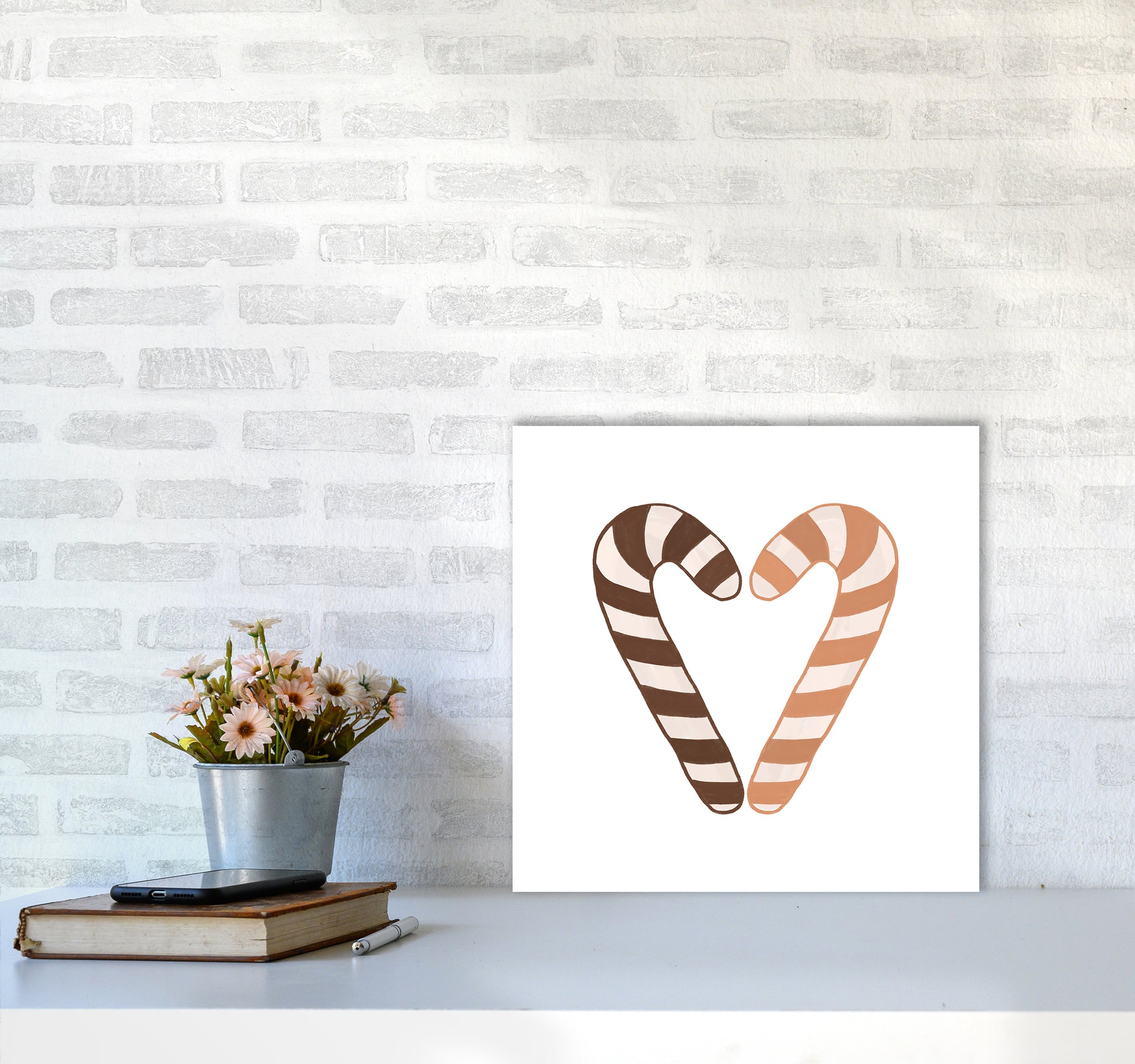 Candy Canes Christmas Art Print by Orara Studio5050 Black Frame