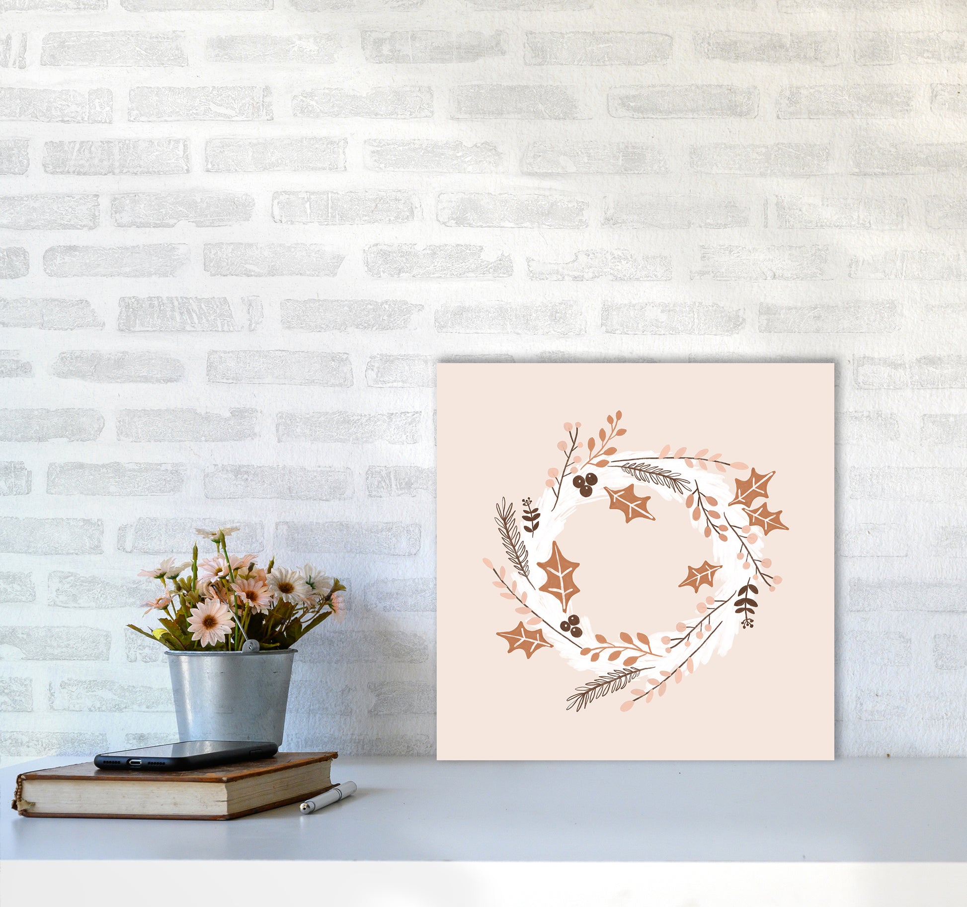 Christmas Wreath Christmas Art Print by Orara Studio5050 Black Frame
