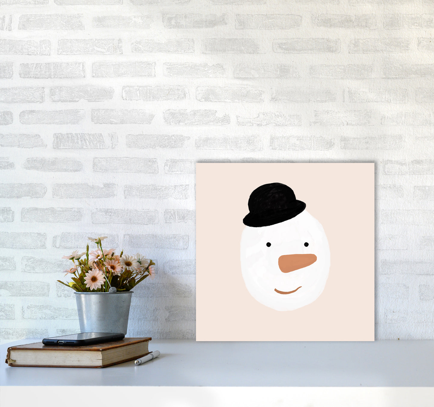 Snowman Christmas Art Print by Orara Studio5050 Black Frame