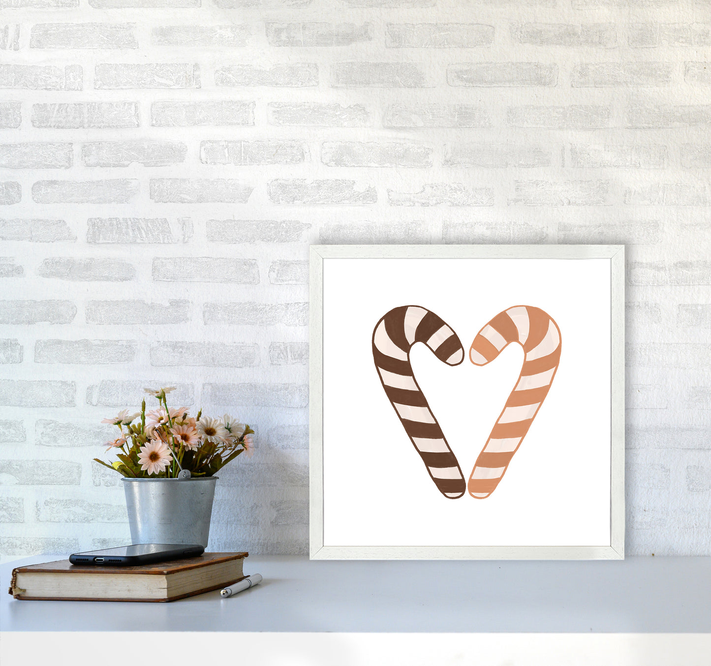 Candy Canes Christmas Art Print by Orara Studio5050 Oak Frame