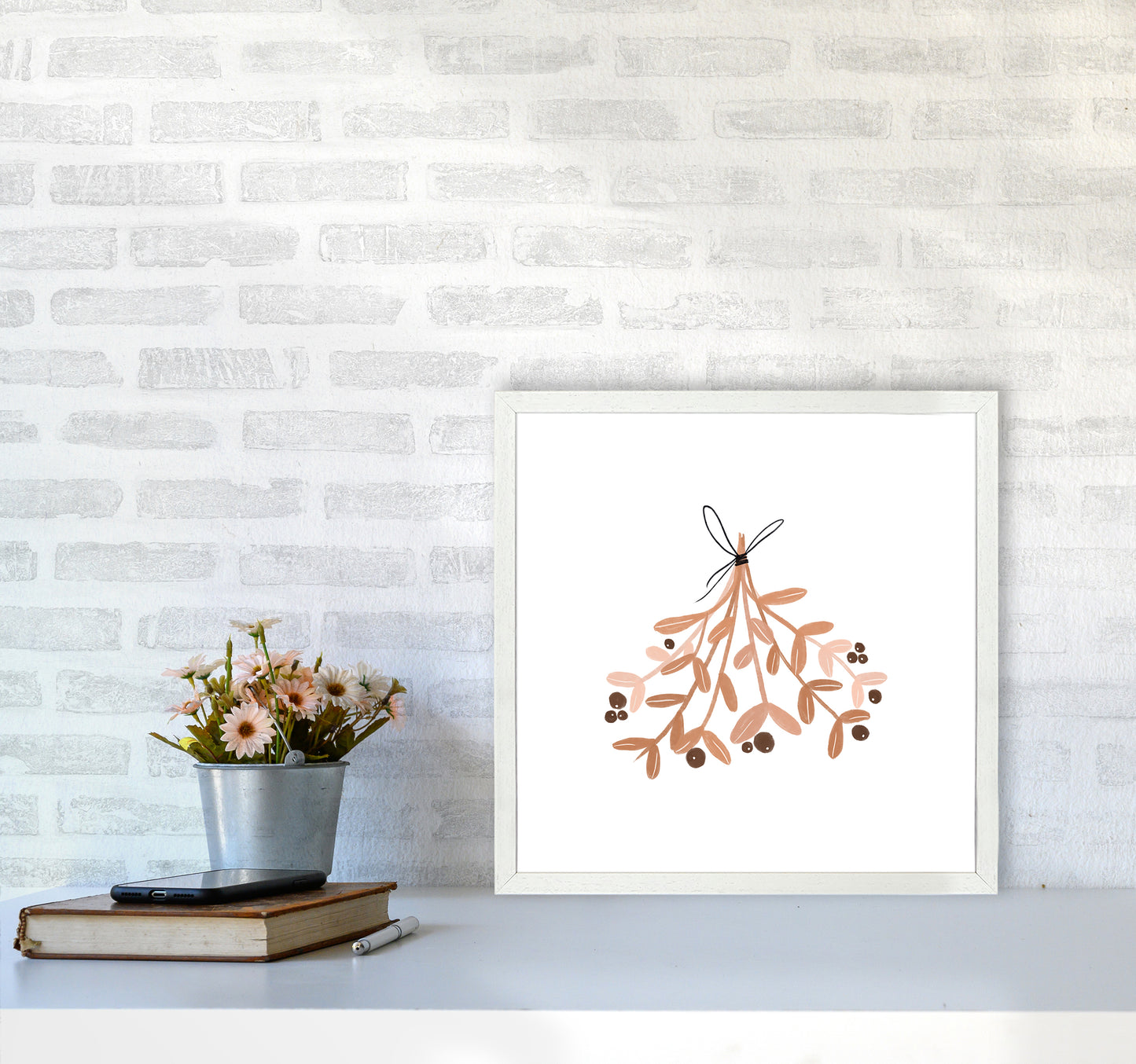 Mistletoe Christmas Art Print by Orara Studio5050 Oak Frame