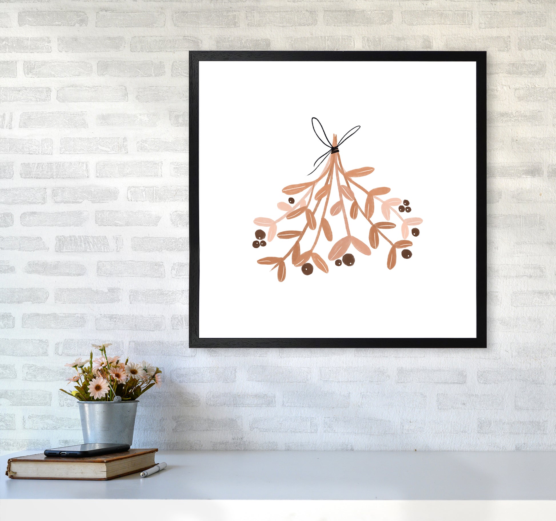 Mistletoe Christmas Art Print by Orara Studio6060 White Frame