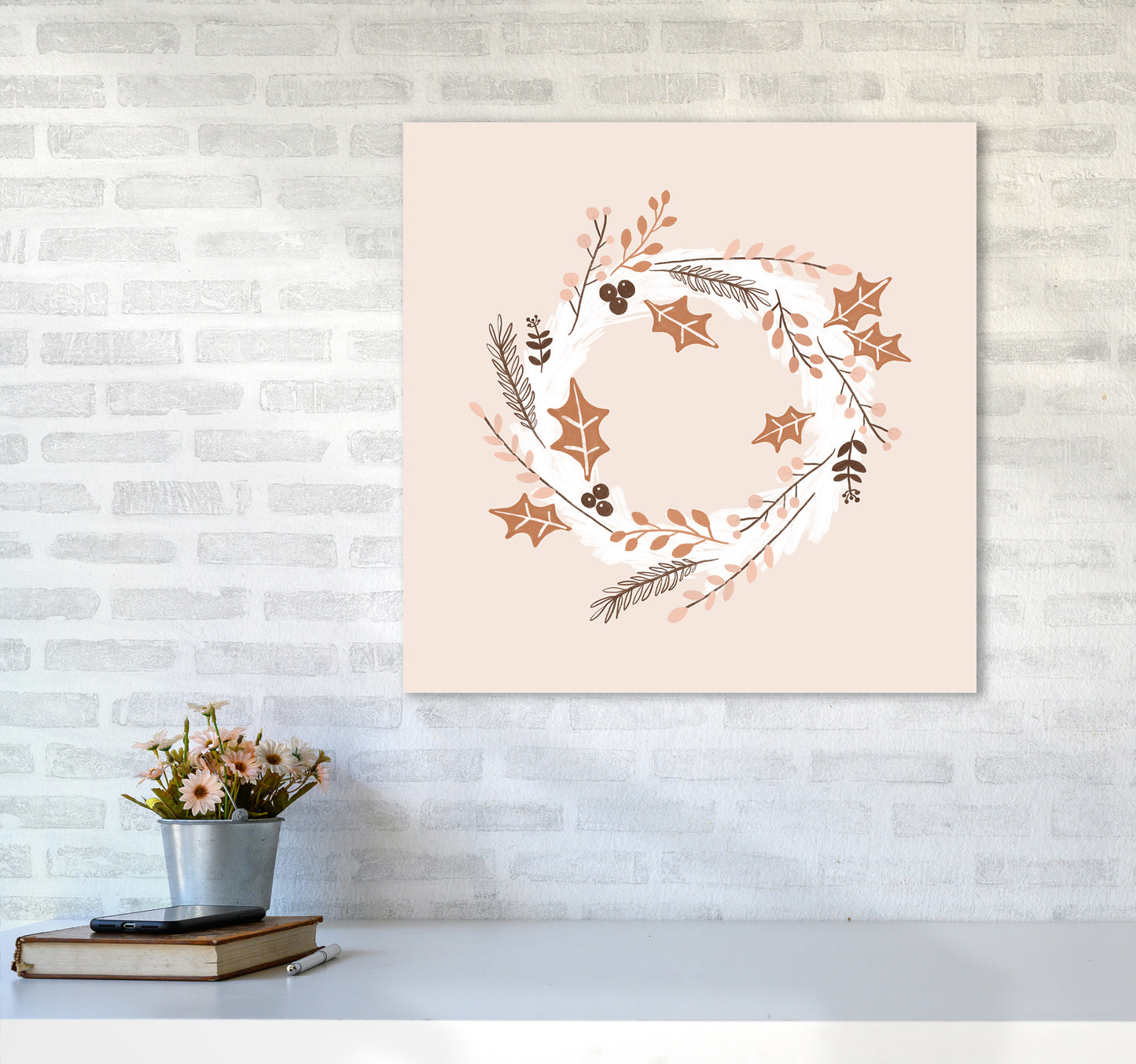 Christmas Wreath Christmas Art Print by Orara Studio6060 Black Frame