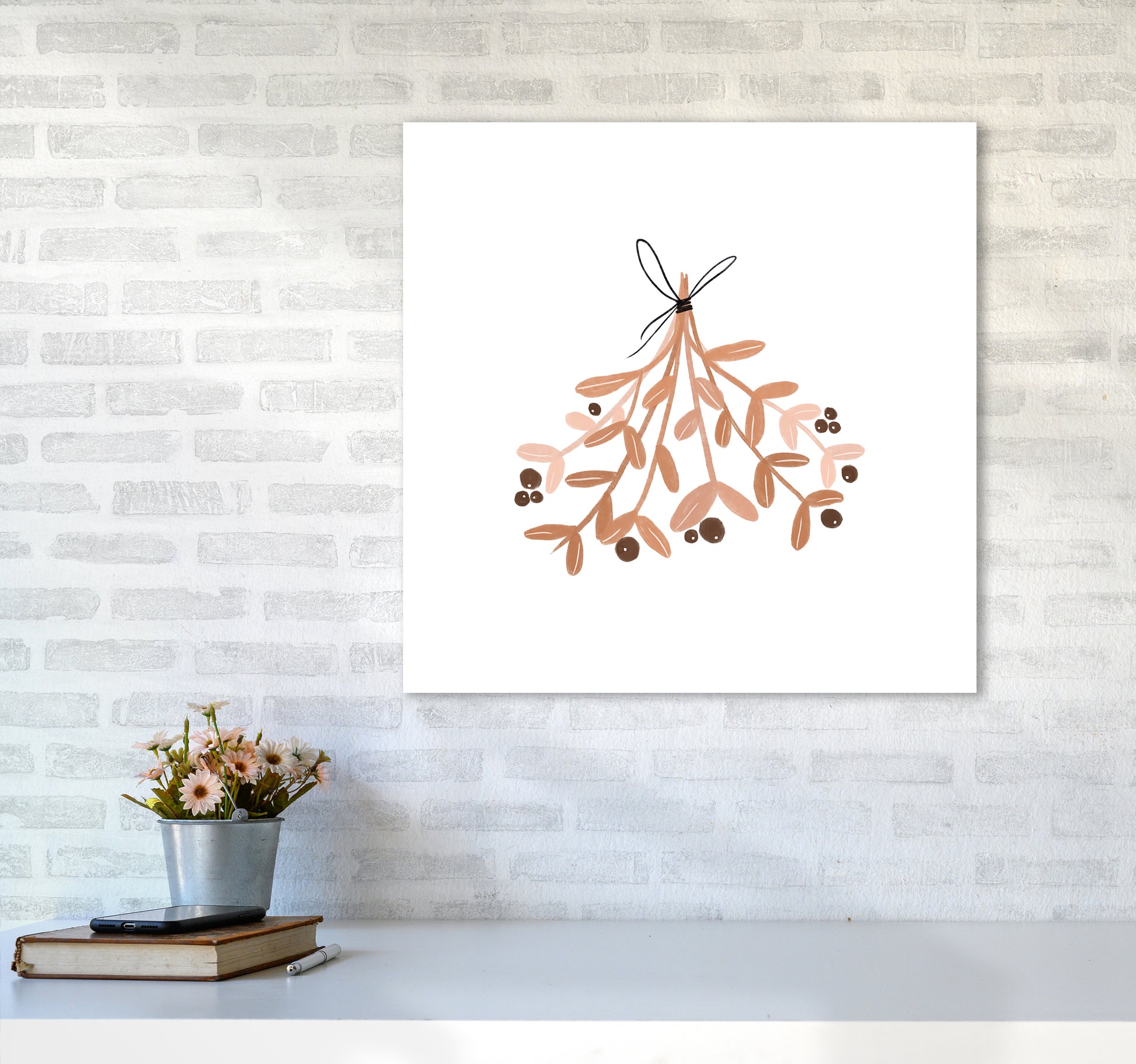 Mistletoe Christmas Art Print by Orara Studio6060 Black Frame