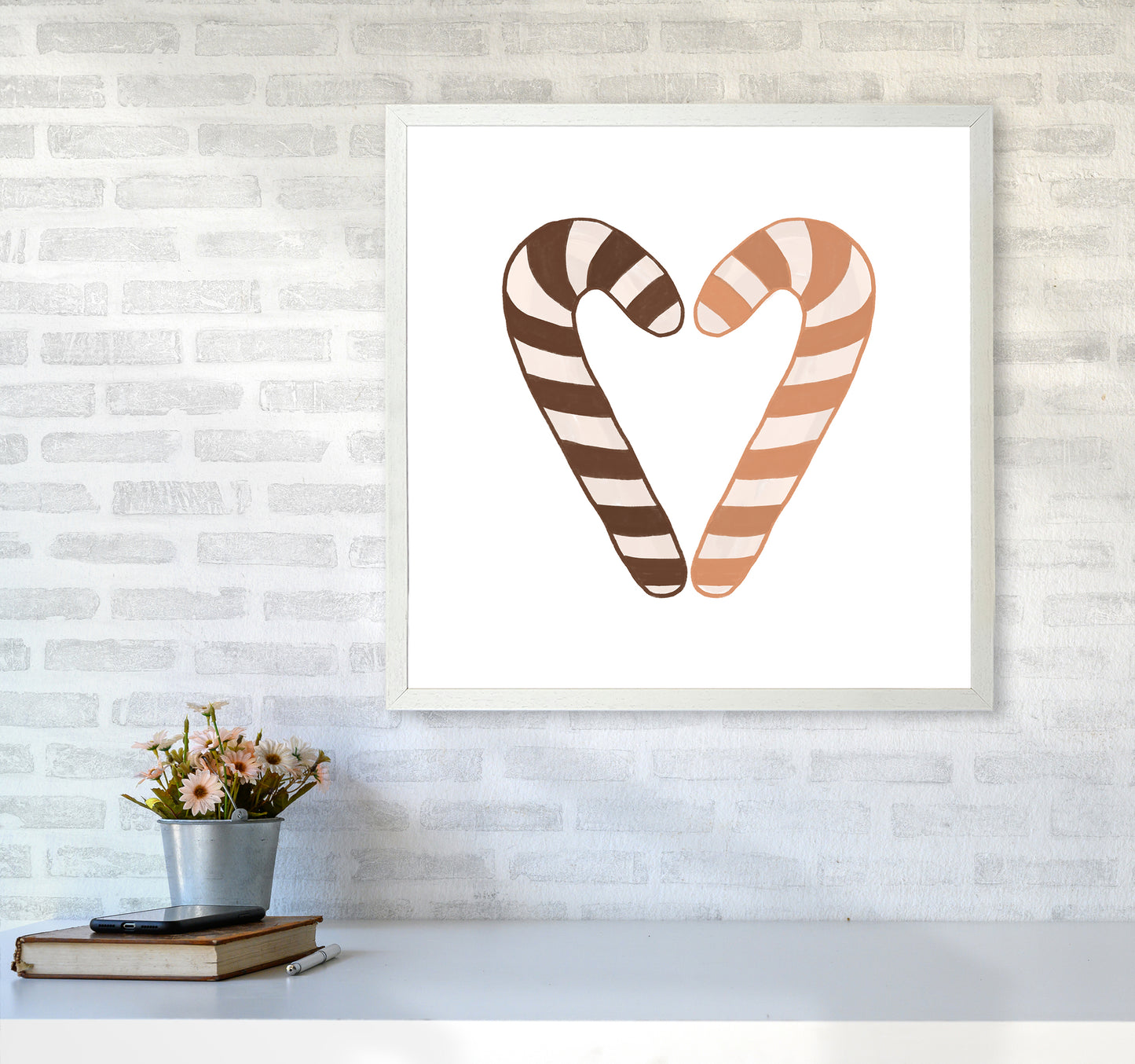 Candy Canes Christmas Art Print by Orara Studio6060 Oak Frame