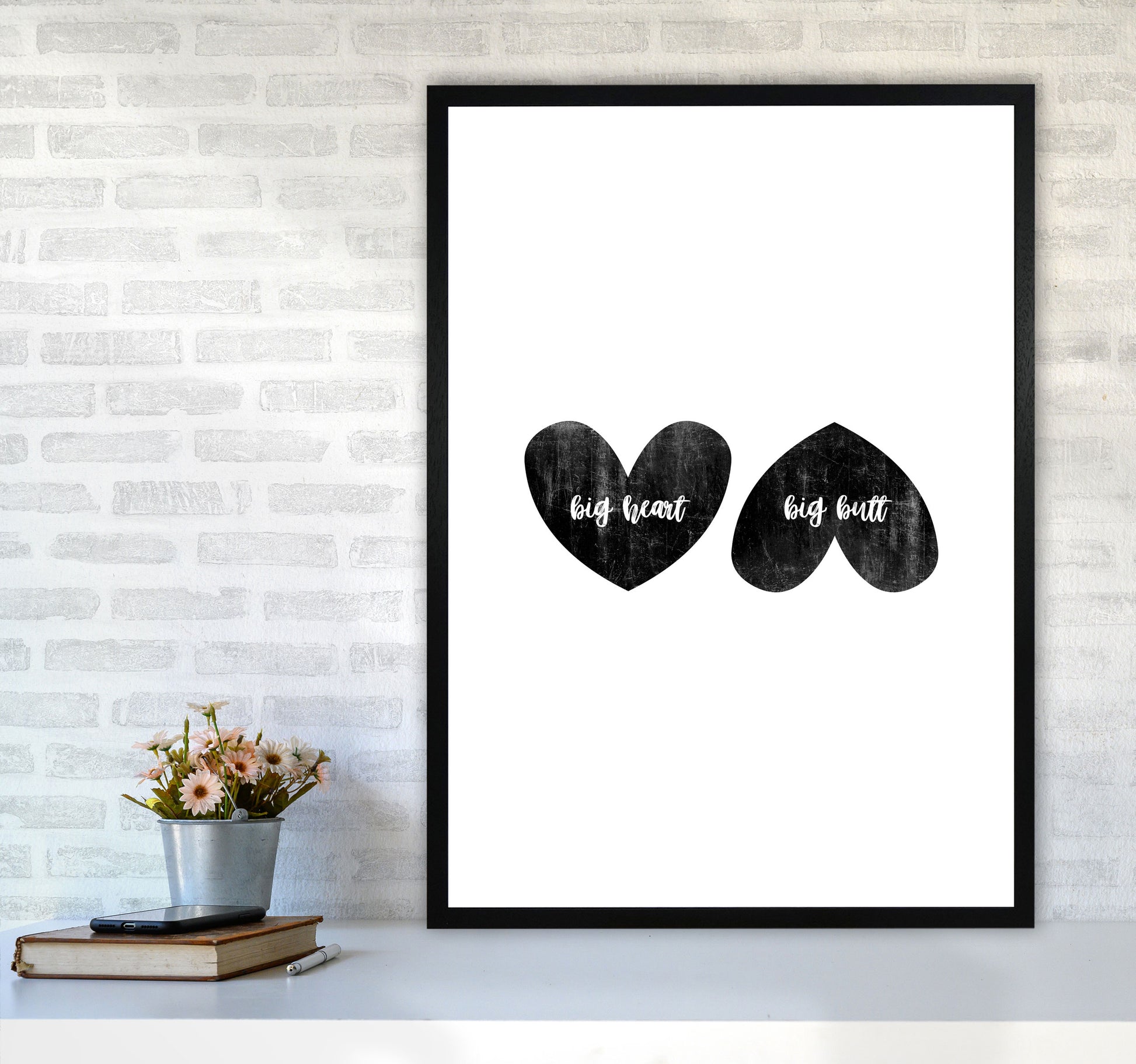 Big Heart Big Butt Humorous Art Print By Orara Studio A1 White Frame
