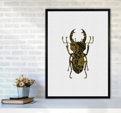 Black And Gold Beetle II Print By Orara Studio Animal Art Print A1 White Frame
