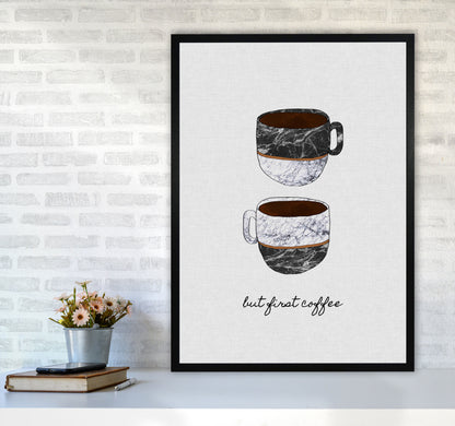 But First Coffee II Print By Orara Studio, Framed Kitchen Wall Art A1 White Frame