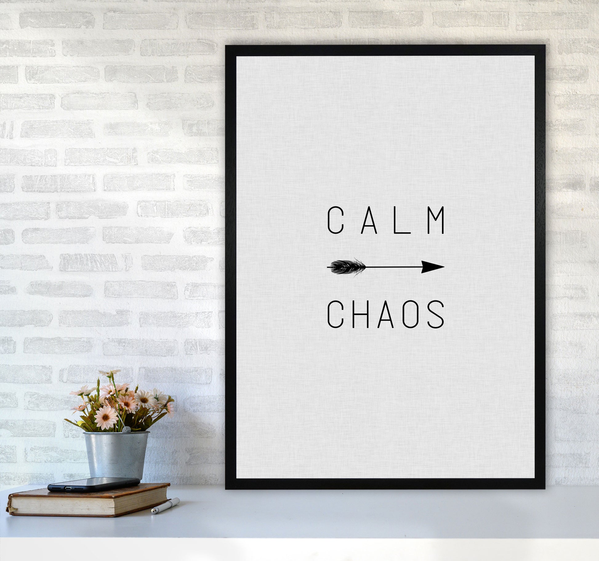 Calm Chaos Arrow Quote Print By Orara Studio A1 White Frame