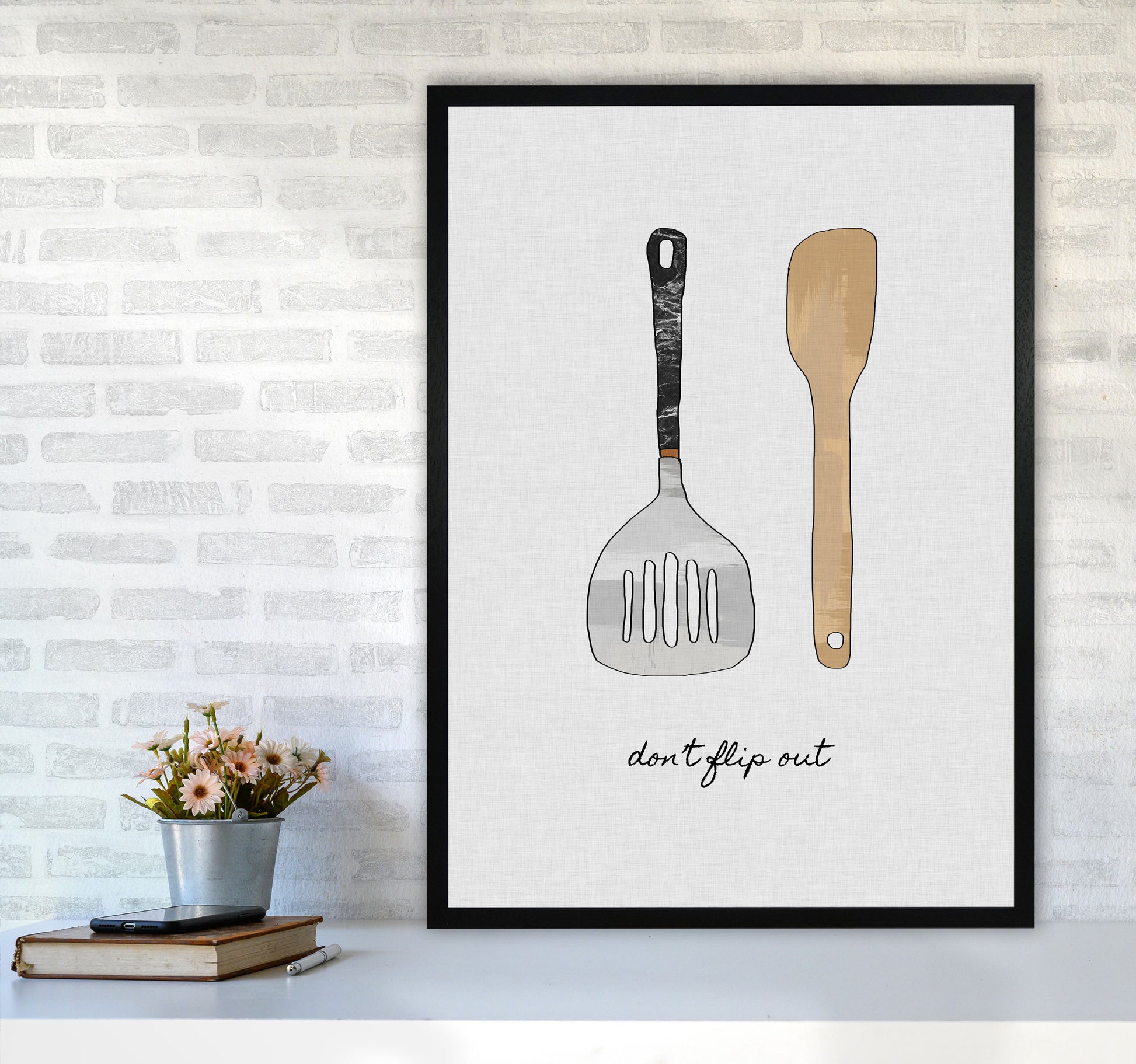 Don&#39;t Flip Out Print By Orara Studio, Framed Kitchen Wall Art A1 White Frame