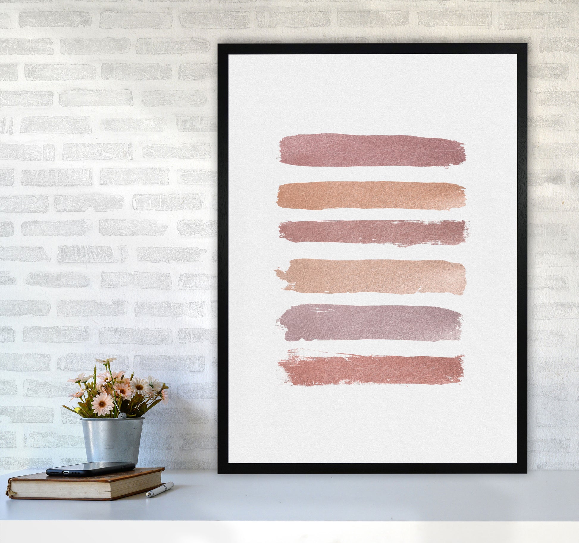Dusty Rose Stripes Print By Orara Studio A1 White Frame